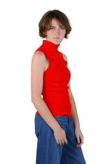 Socal Look Ribbed Women’s Sleeveless Turtleneck Top Y2K Cute