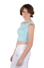Socal Look Women’s Ribbed Knit Sleeveless Crop Tank Top