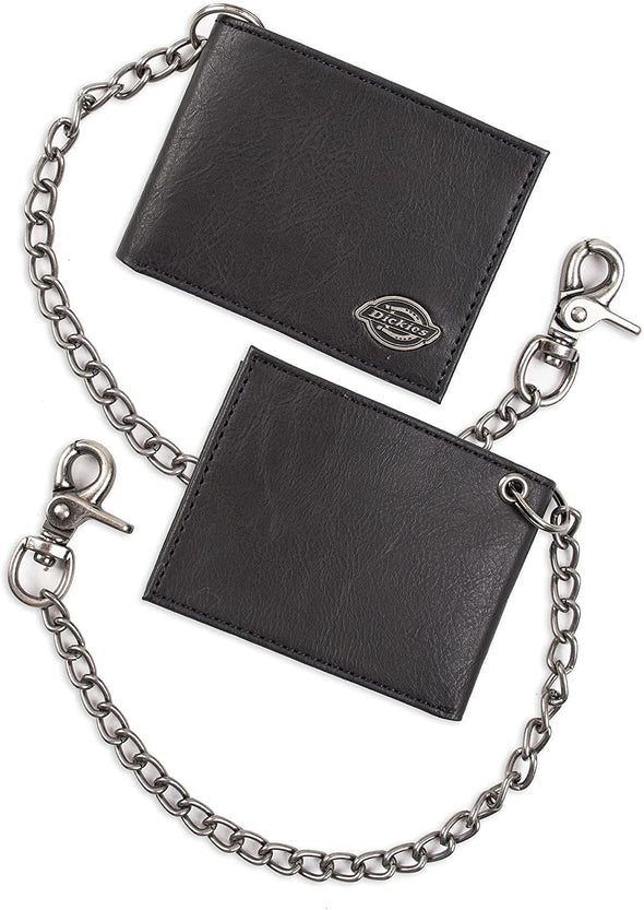 Dickies Men's Leather Slimfold Wallet With Chain