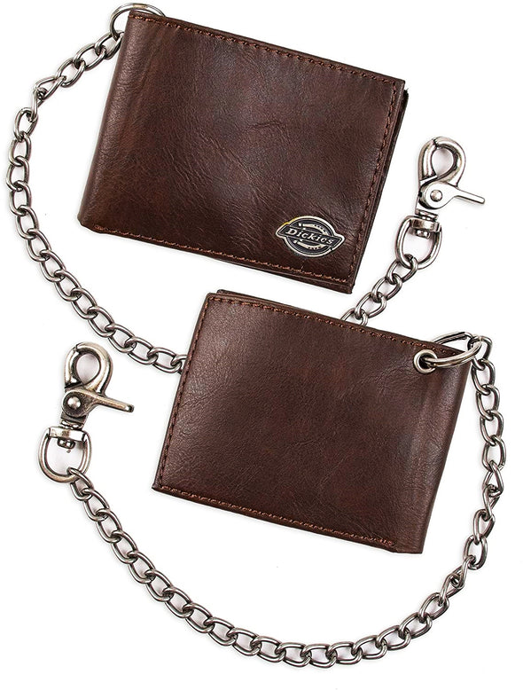 Dickies Men's Leather Slimfold Wallet With Chain