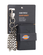 Dickies Men's Leather Chain Trifold Classic Capacity Wallet Black