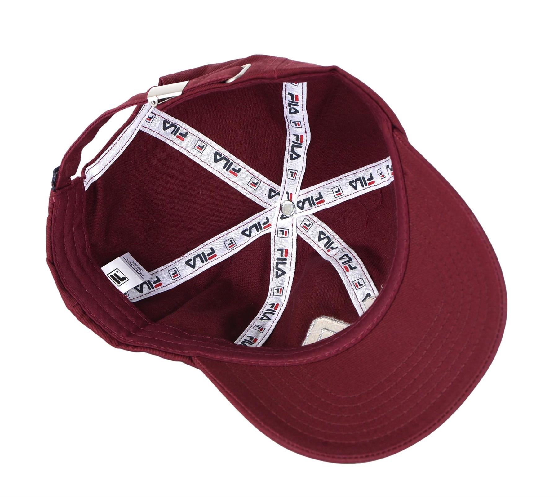 FILA Brick Red Strapback Hat Cap Gold Embroidered Logo Adjustable Unisex