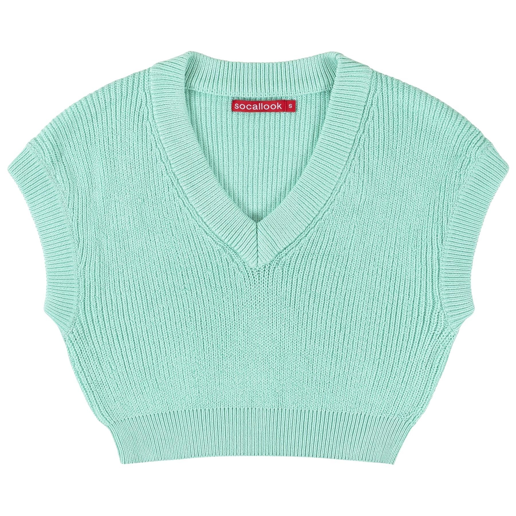 Socal Look Women's Sleeveless V-Neck Crop Top in Stretchable Viscose