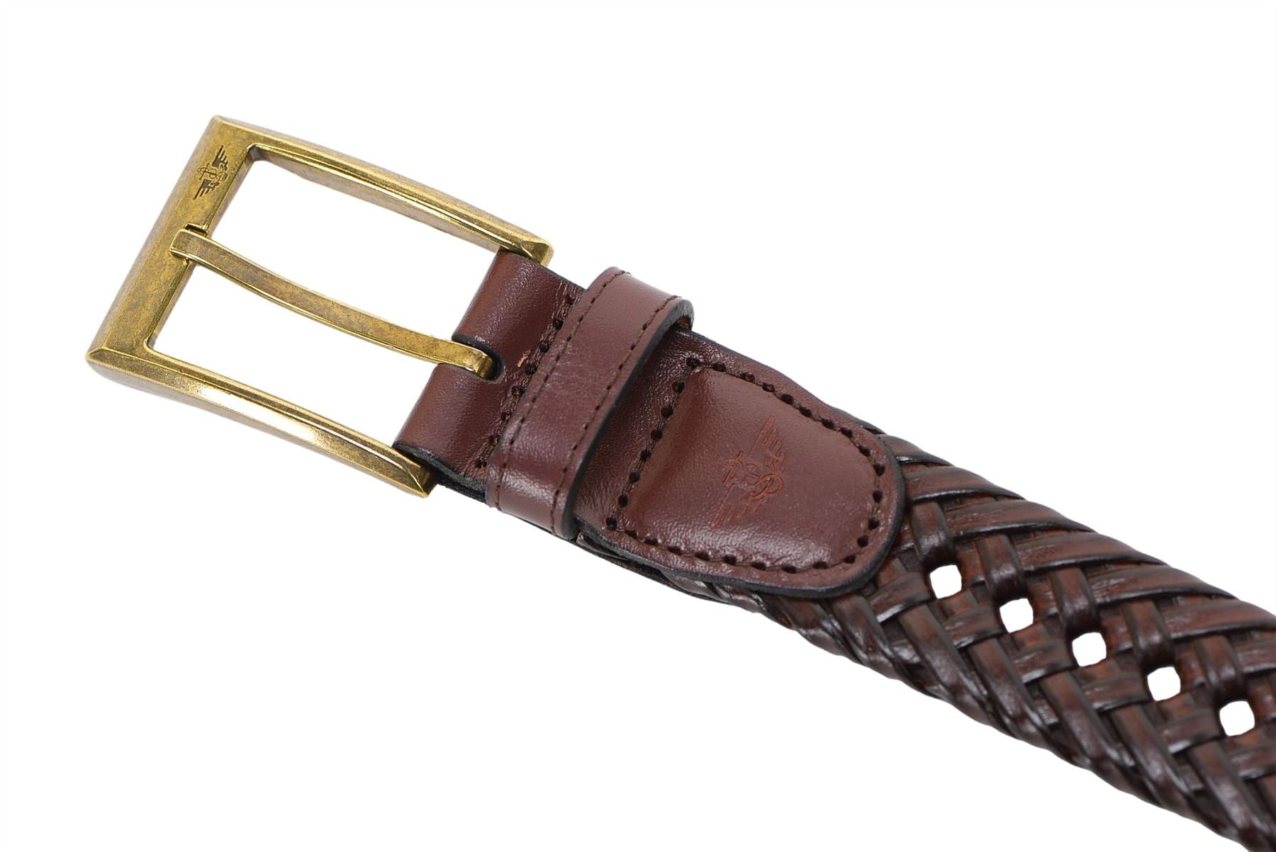 Dockers Men's 32MM Wide Faux Leather Braided Belt Tan