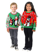 SOCAL LOOK Kids Ugly Christmas Sweater - Red Long Sleeve Unisex Children Festive Cute Chill Snowman Holiday Xmas Pullover for Boys & Girls