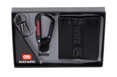Ecko Unltd Rhino Men's Bifold Wallet with Key FOB Boxed Gift Set Black