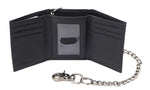 Dickies Men's Leather Chain Trifold Classic Capacity Wallet Black