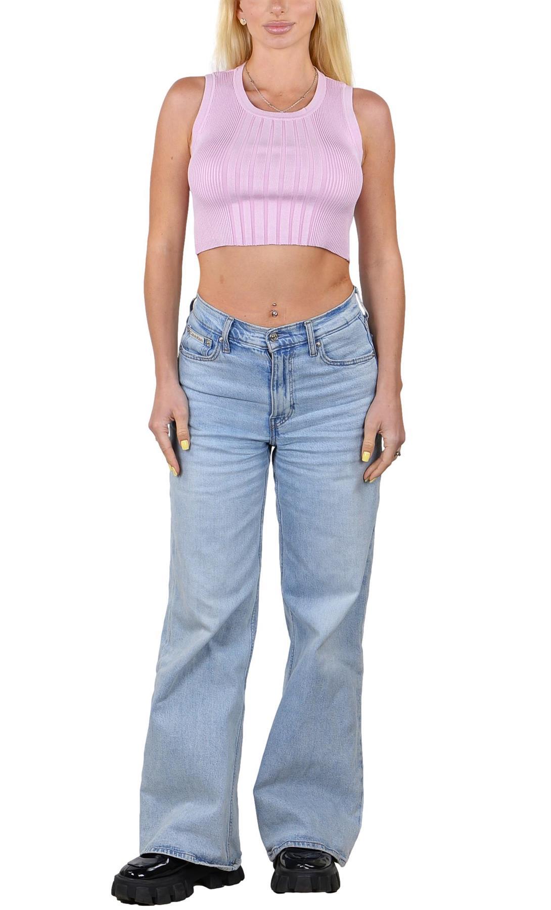 Socal Look Women's Sleeveless Crew Neck Sweater Top in Stretchable Viscose Blend