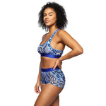 PSD Womens Spliced Skins Blue Sports Bra Blue