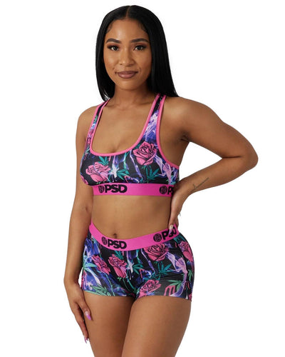 PSD Womens Sports Bra Drippin' Smoke Pink Multi