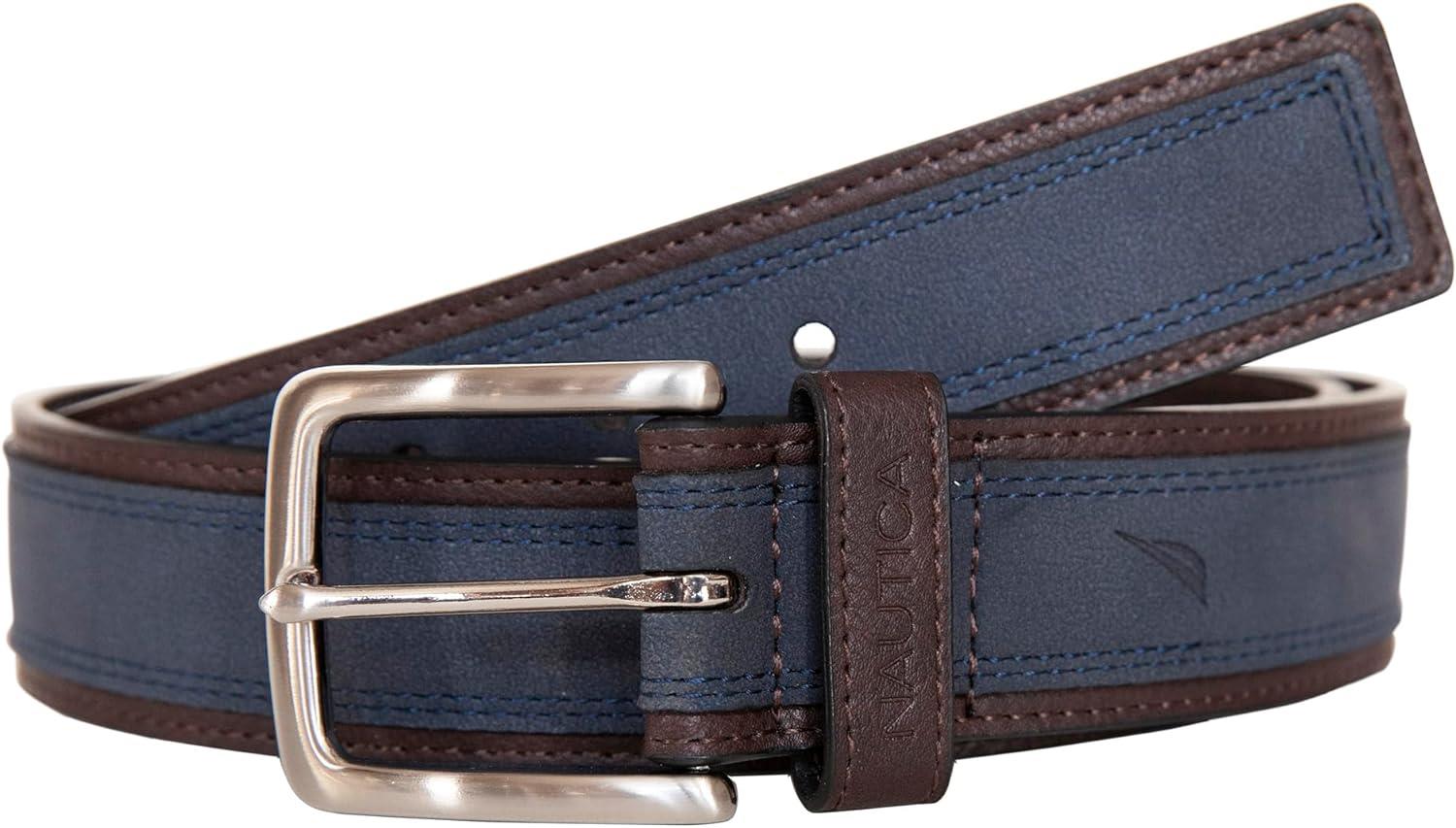 Nautica Men's Casual Overlay Leather Belt