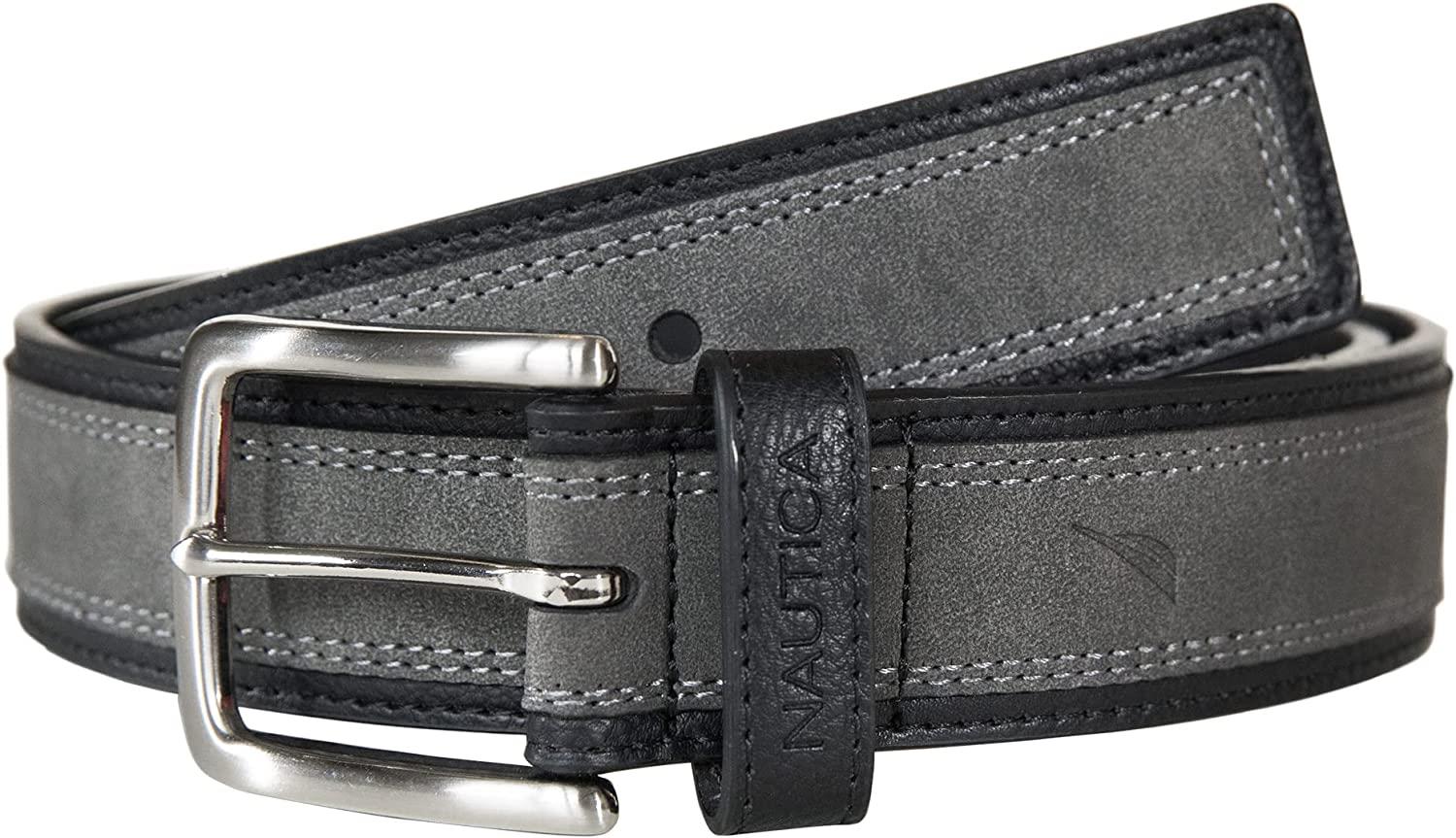 Nautica Men's Casual Overlay Leather Belt