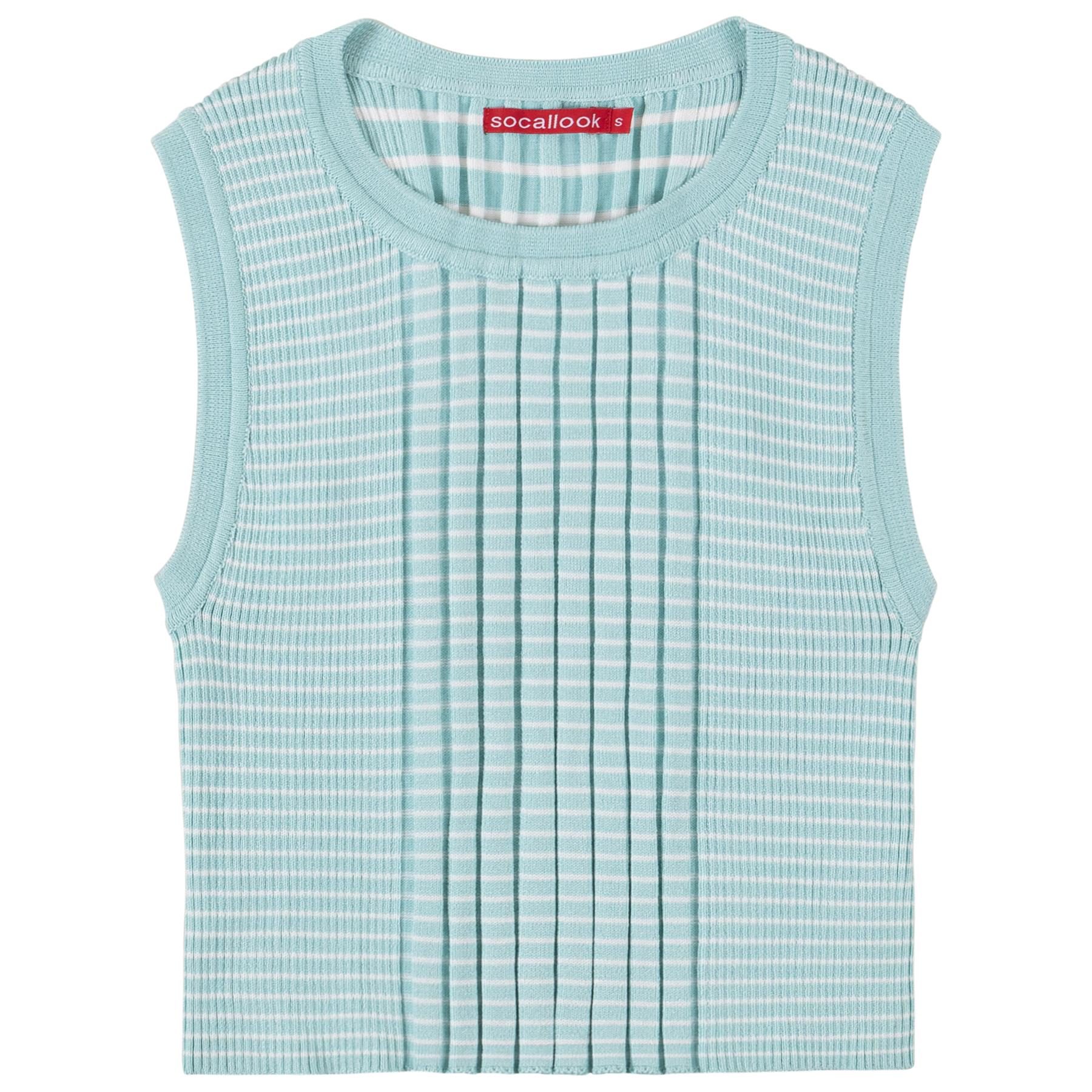 Socal Look Women’s Ribbed Knit Sleeveless Crop Tank Top