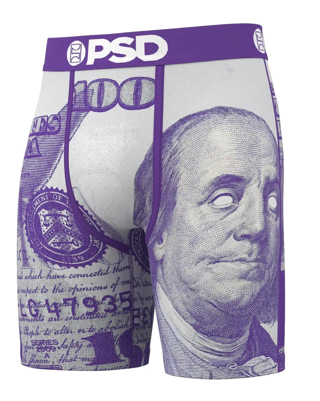 PSD Men's C-Note Purple Boxer Briefs - Breathable and Supportive Underwear