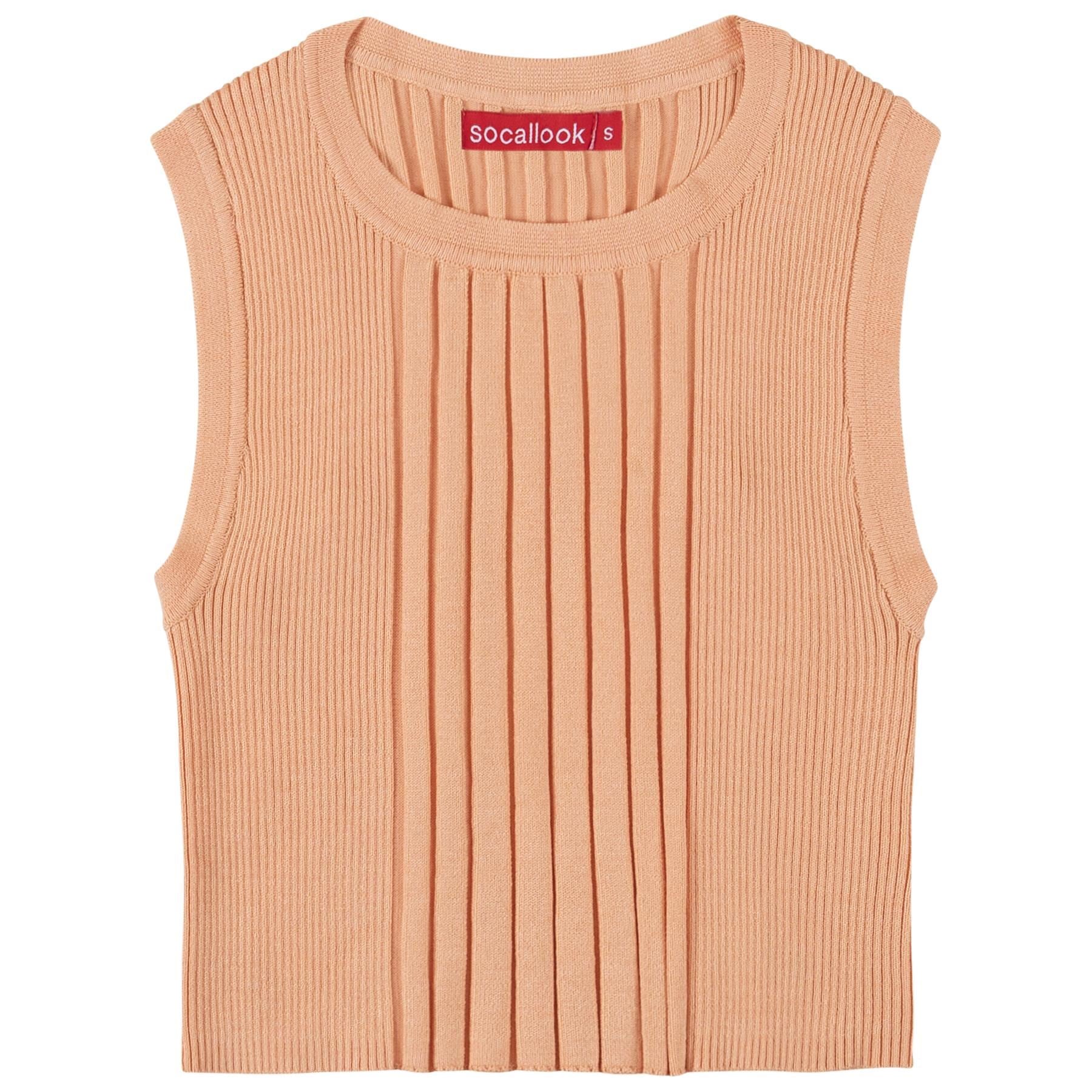Socal Look Women’s Ribbed Knit Sleeveless Crop Tank Top