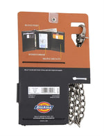 Dickies Men's Leather Chain Trifold Classic Capacity Wallet Black