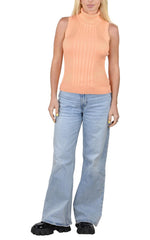 Socal Look Ribbed Women’s Sleeveless Turtleneck Top Y2K Cute