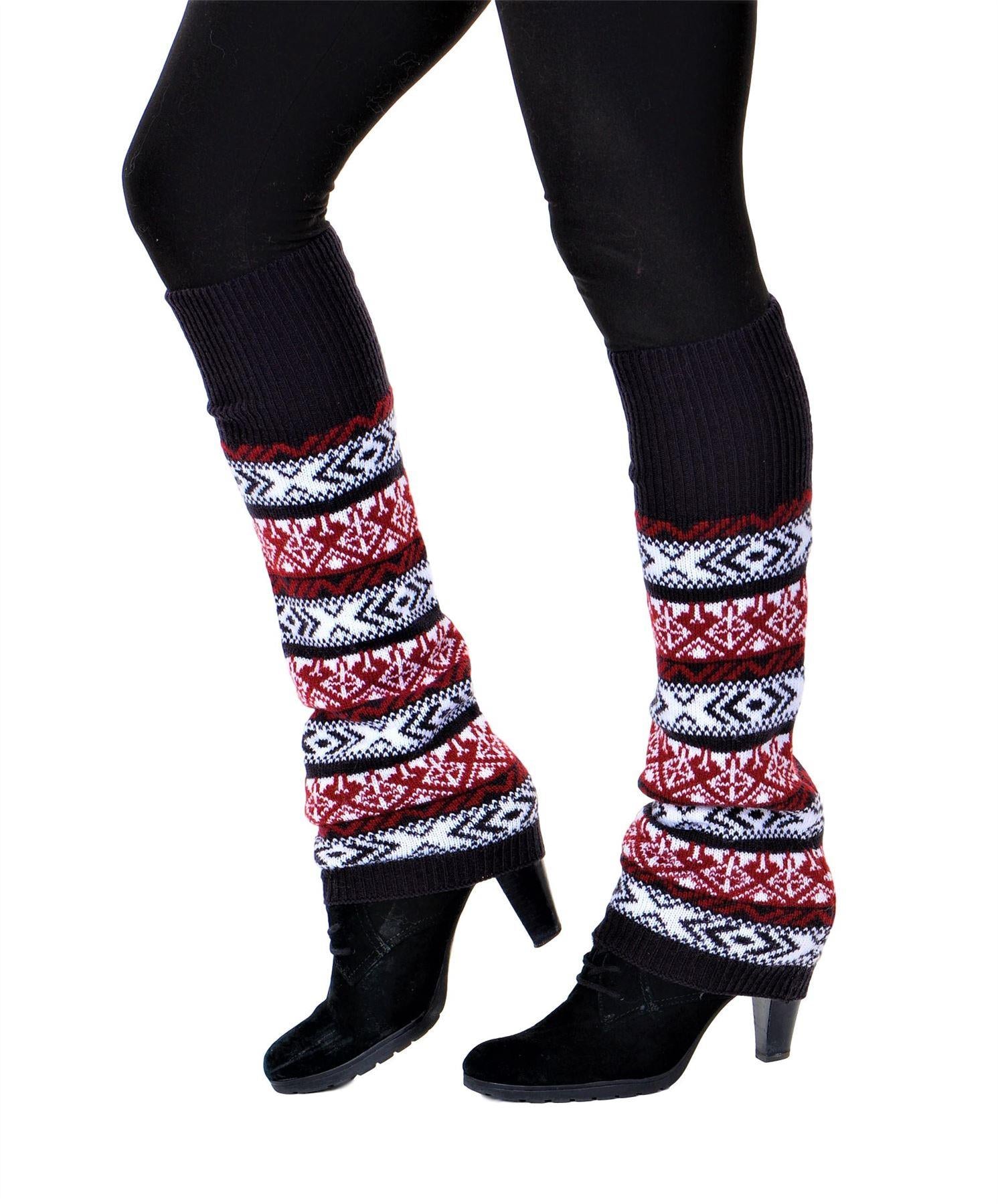 SOCAL LOOK Women's Jacquard Knit Leg Warmers - Over Knee-High Boot Socks, Warm Leg Warmers for Women & Girls, Christmas Gift