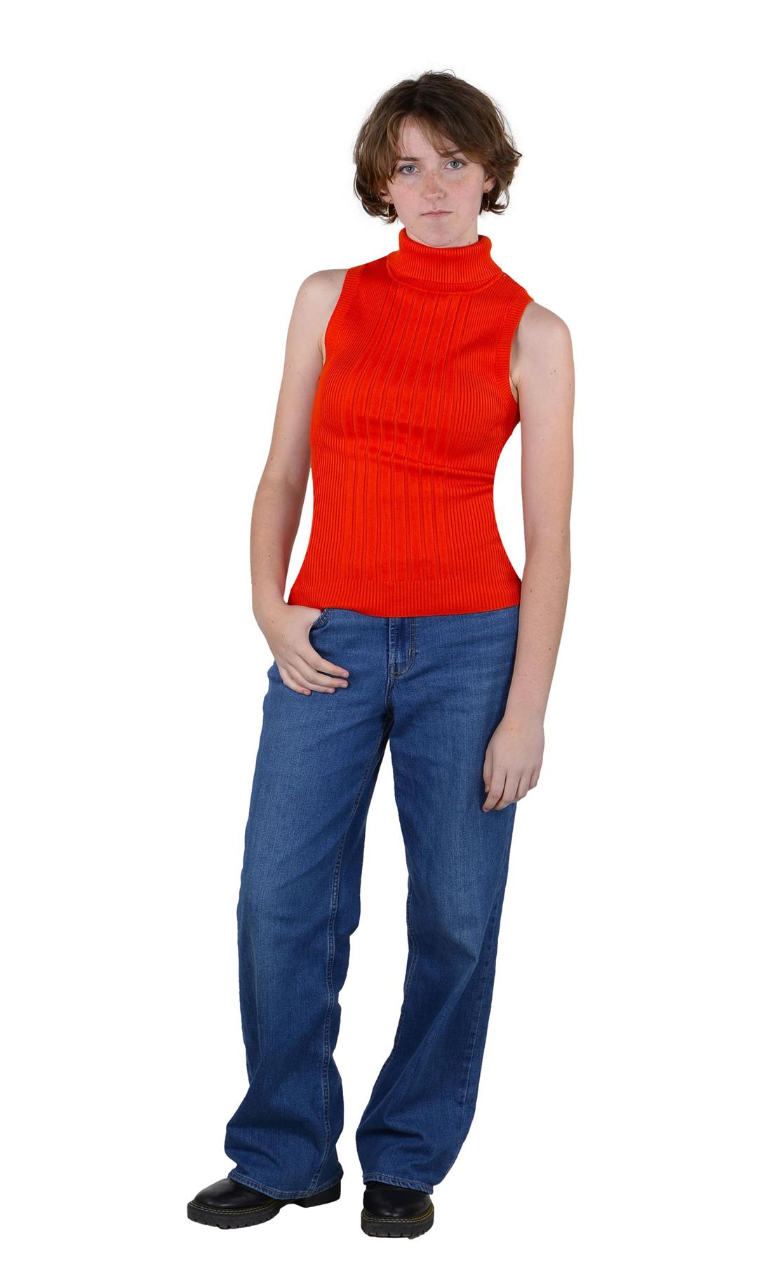 Socal Look Ribbed Women’s Sleeveless Turtleneck Top Y2K Cute