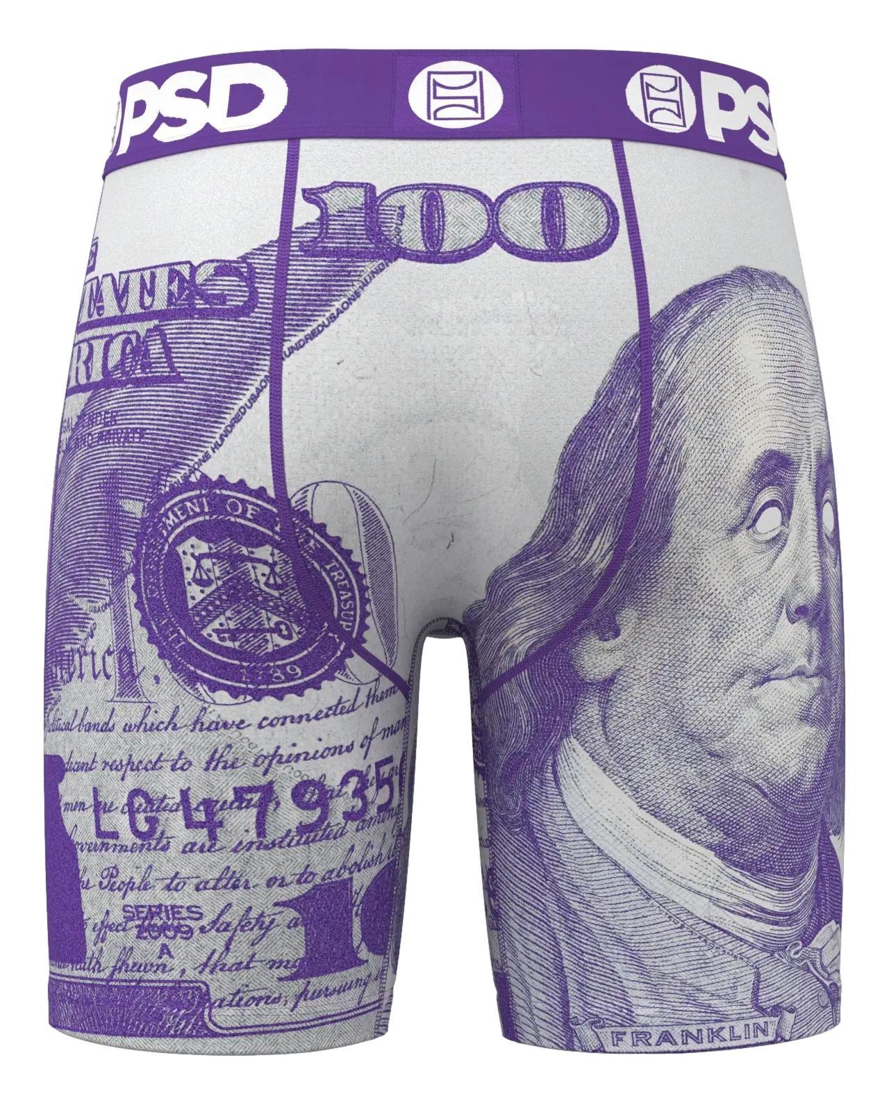 PSD Men's C-Note Purple Boxer Briefs - Breathable and Supportive Underwear