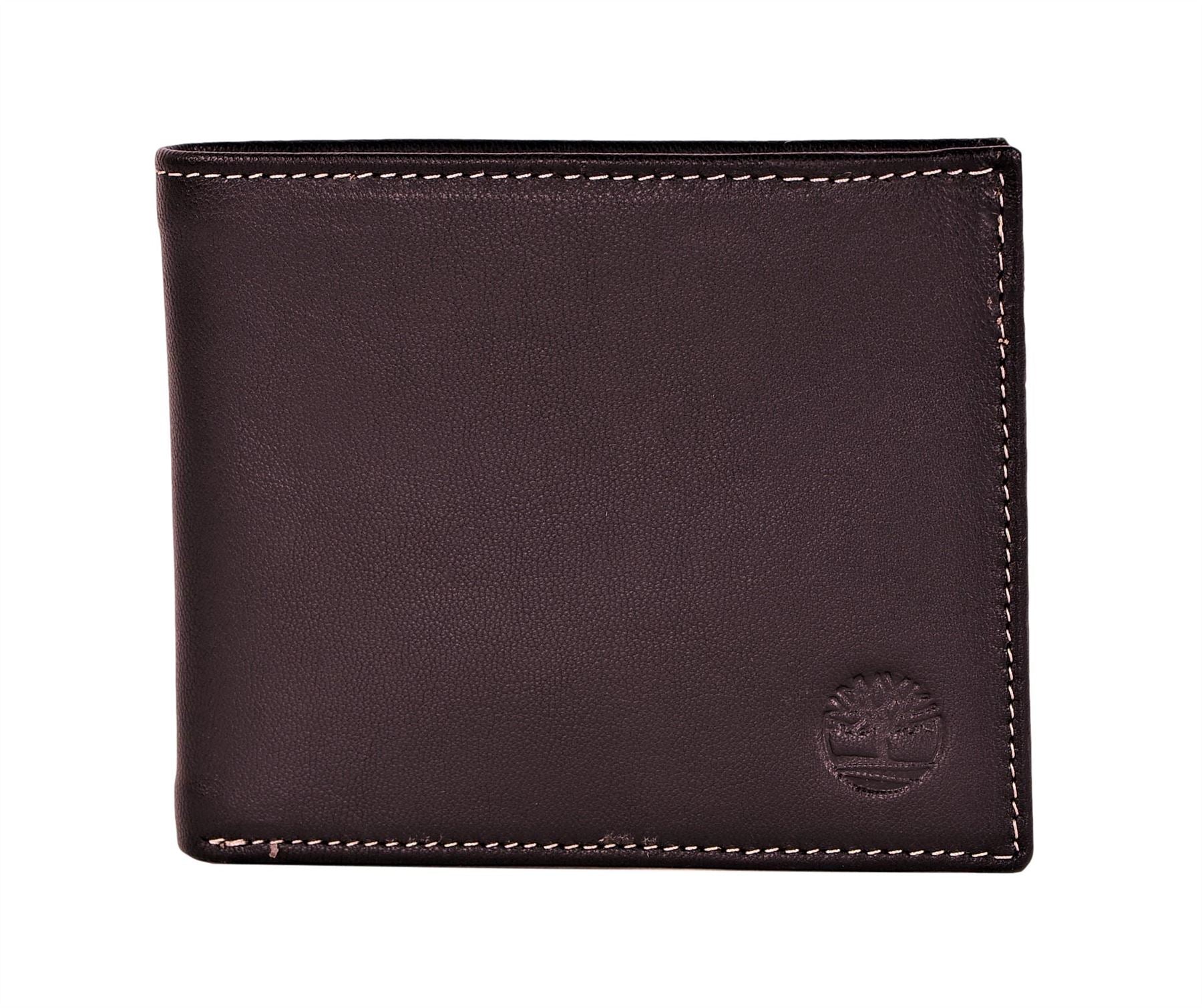 Timberland Men's Genuine Leather Bifold Passcase Wallet with Flip ID Pocket