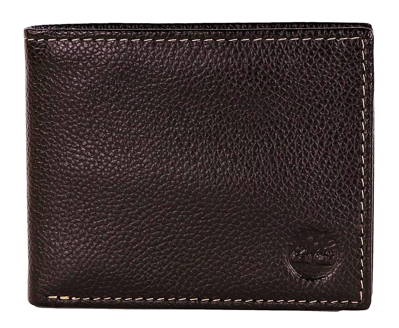 Timberland Men's Genuine Leather Bifold Passcase Wallet with Flip ID Pocket