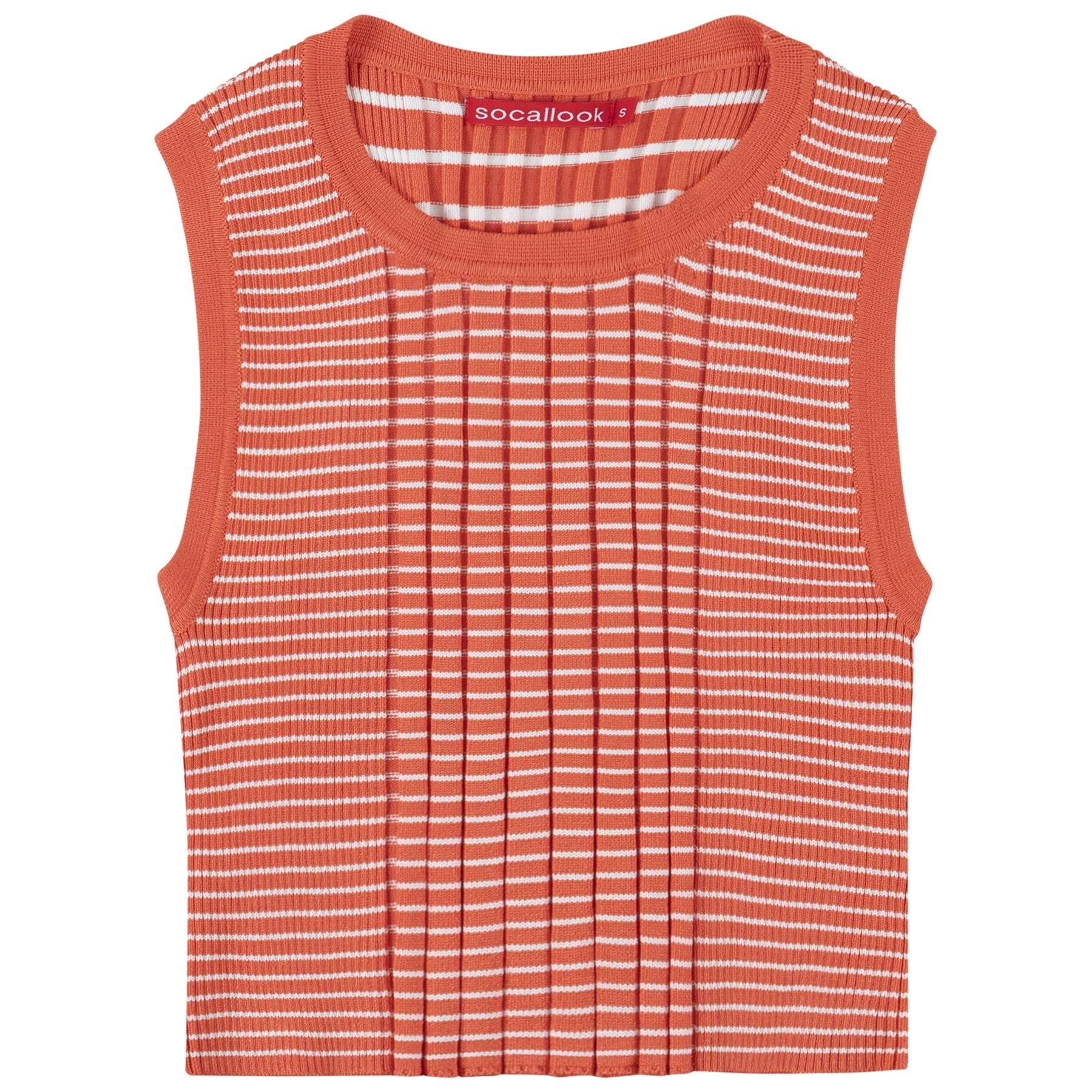 Socal Look Women’s Ribbed Knit Sleeveless Crop Tank Top