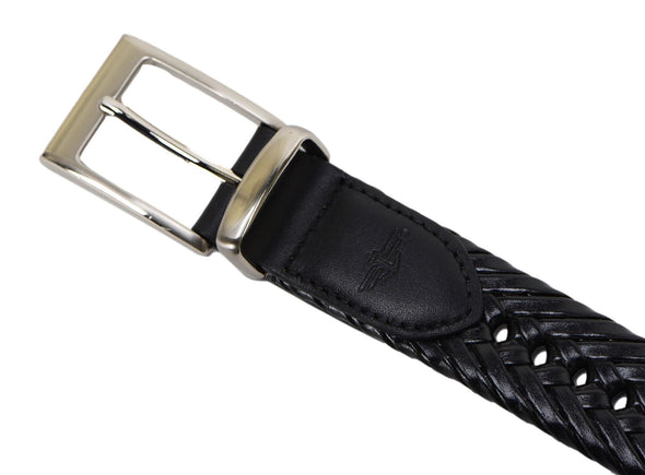 Dockers Men's 1.25 in (32MM) Wide Faux Leather Braided Belt Black