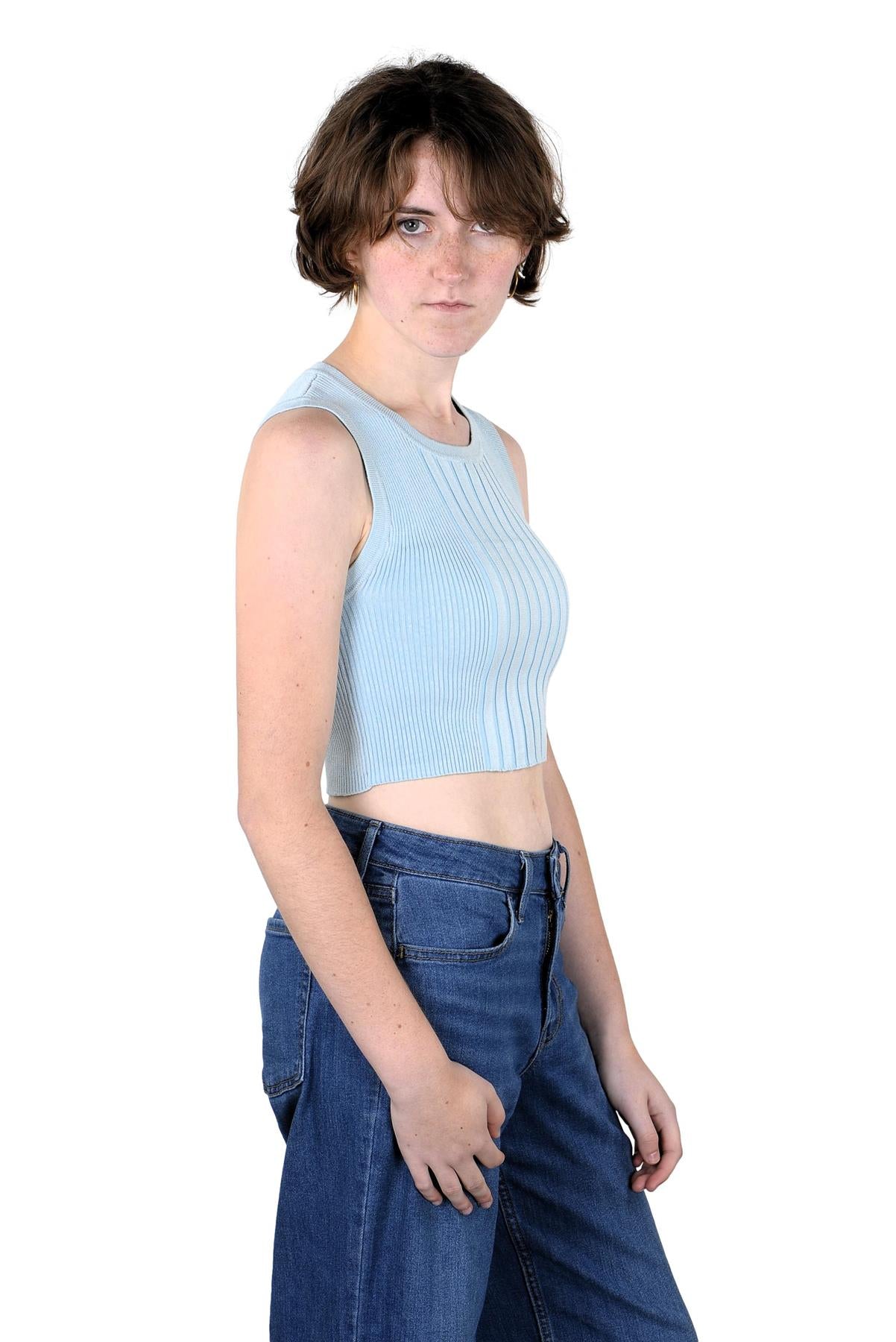 Socal Look Women’s Ribbed Knit Sleeveless Crop Tank Top