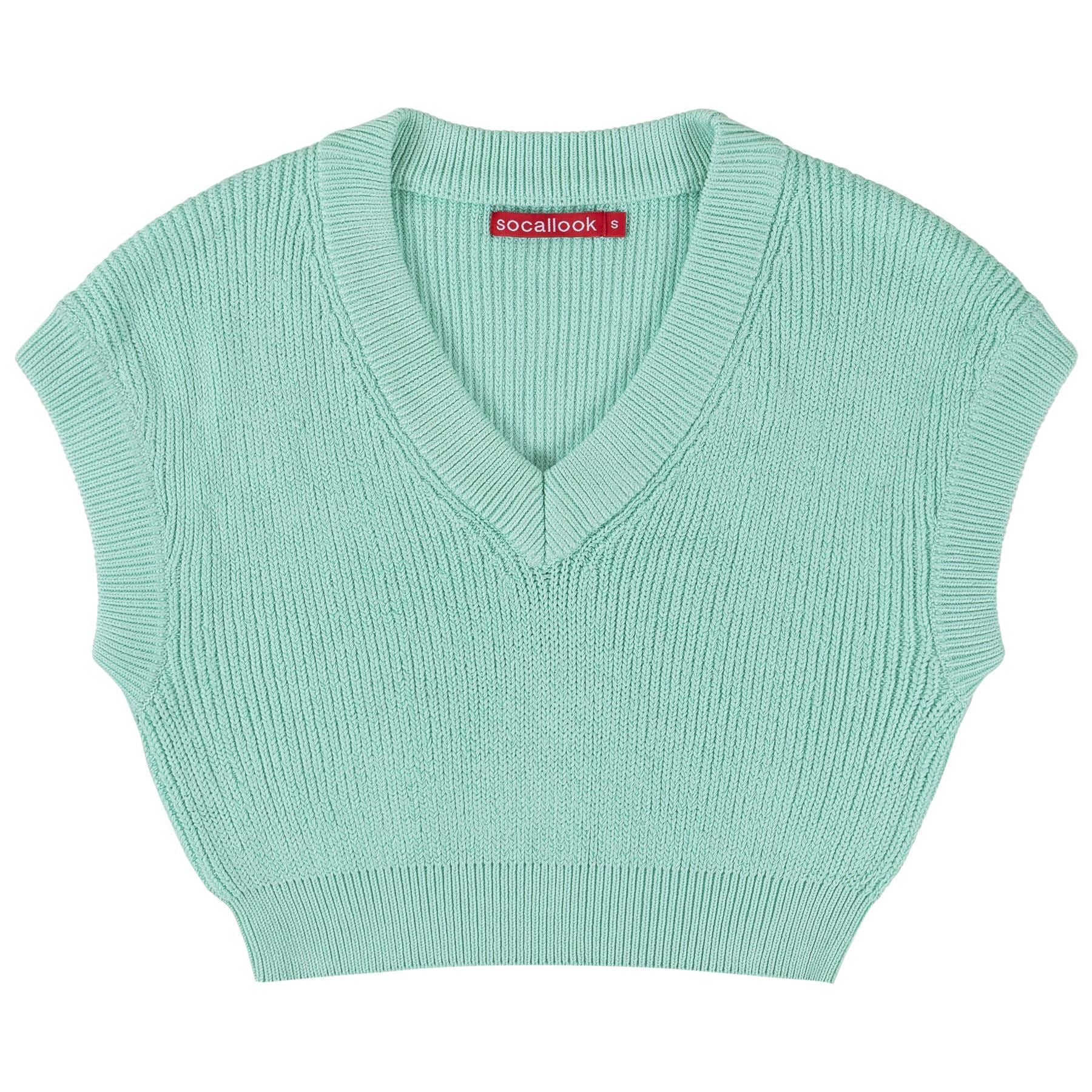Socal Look Women's Sleeveless V-Neck Crop Top in Stretchable Viscose