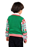 SOCAL LOOK Kids Ugly Christmas Sweater - Green Long Sleeve Unisex Children Cute Penguin Holiday Xmas Pullover for Boys & Girls