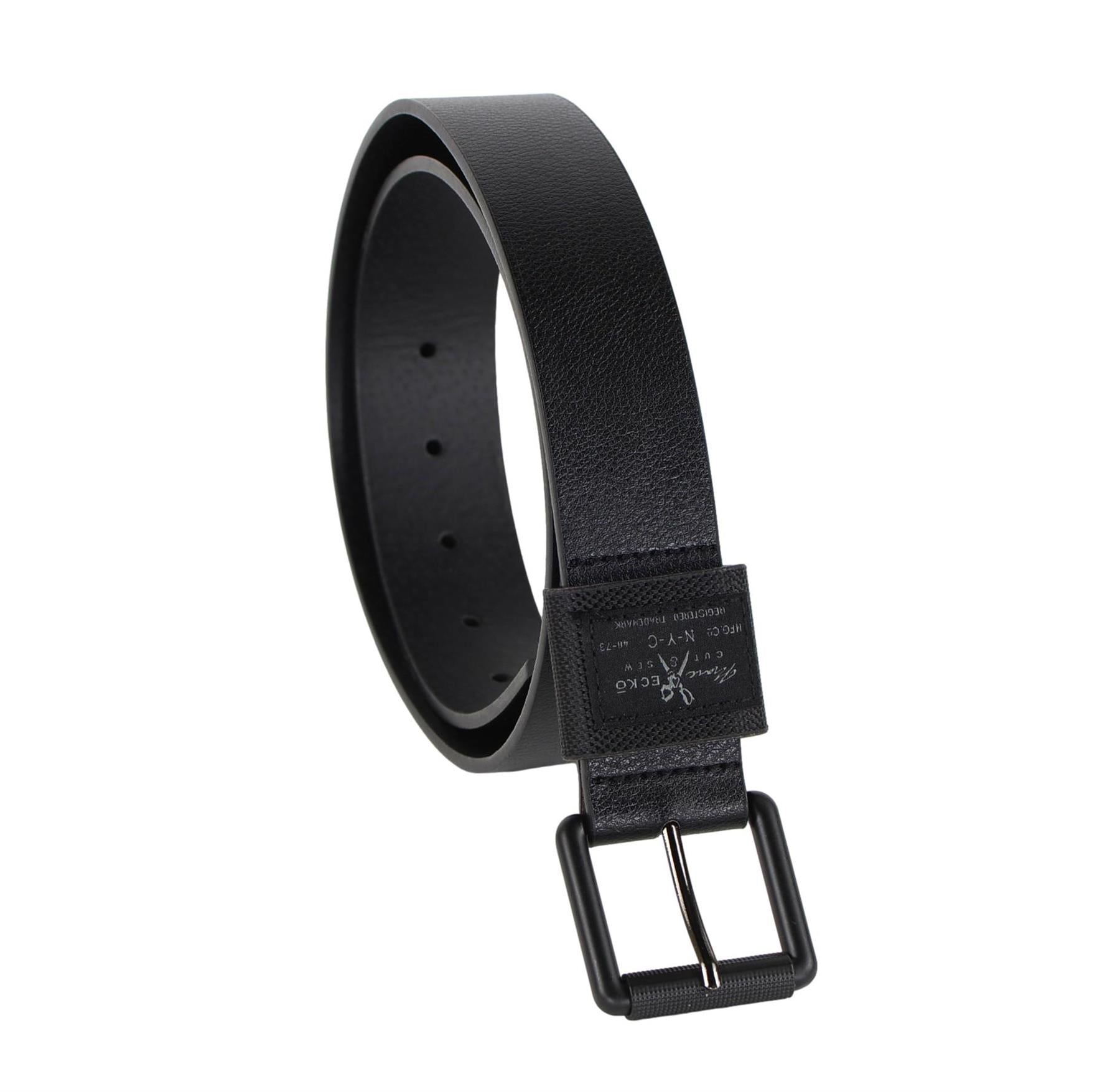 Marc Ecko Men's 1.4" Wide Black Casual Belt with Roller Buckle & 1.5" Keeper