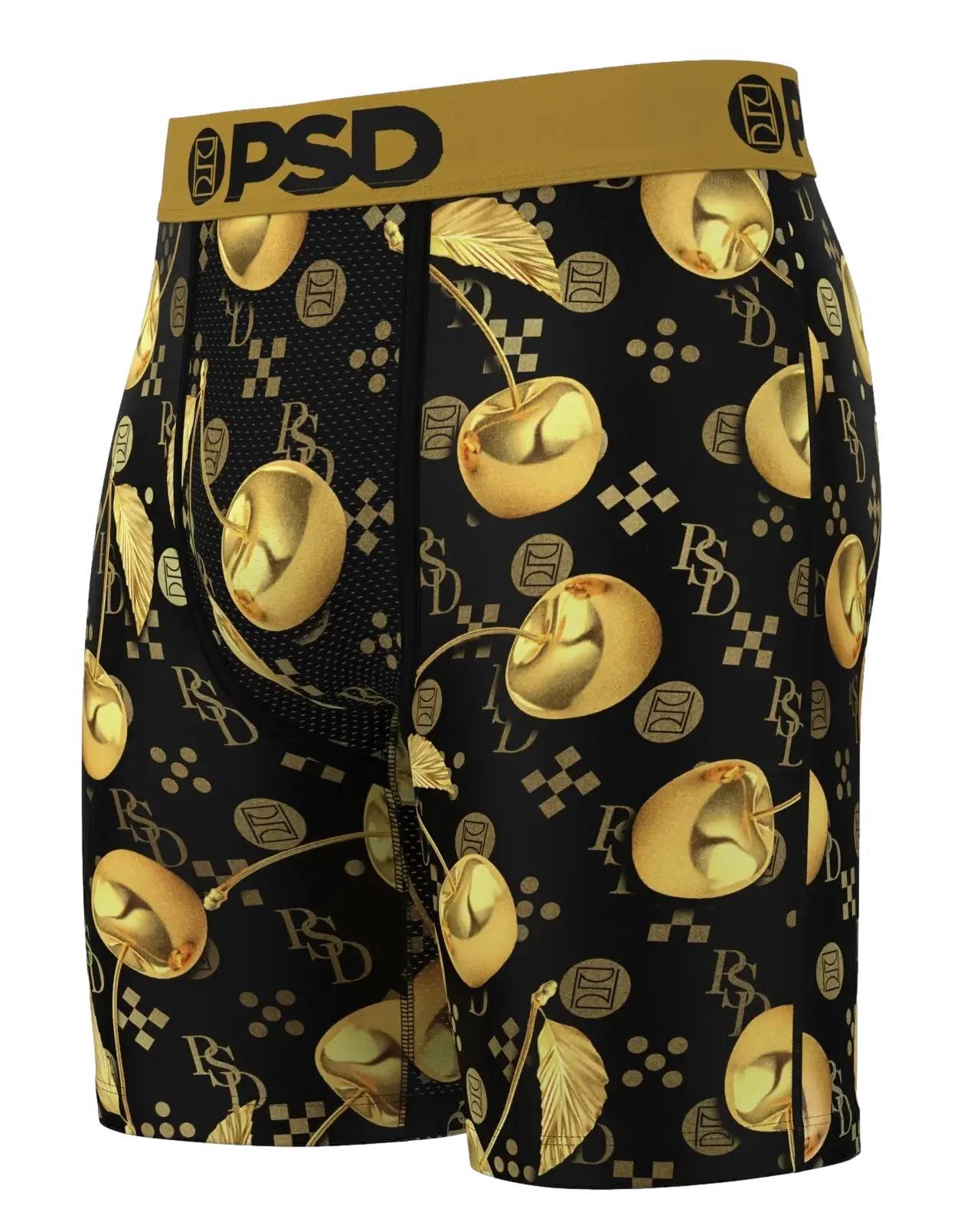 PSD Men's Golden Cherries Boxer Briefs - Breathable and Supportive Underwear