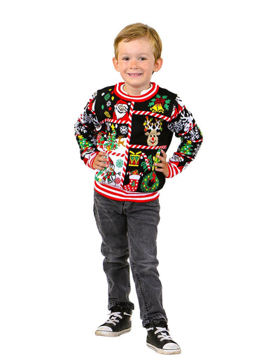 SOCAL LOOK Kids Ugly Christmas Sweater - Multicolor Long Sleeve Unisex Children Cute Festive Holiday Xmas Pullover for Boys & Girls