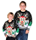SOCAL LOOK Kids Ugly Christmas Sweater, Multicolor Long Sleeve Unisex Children Funny Festive Cute Rudolph Holiday Xmas Pullover for Boys & Girls