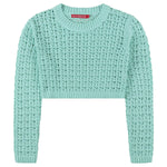 SOCAL LOOK Women’s Crochet Cotton Crop Top Long Sleeve Crew Neck