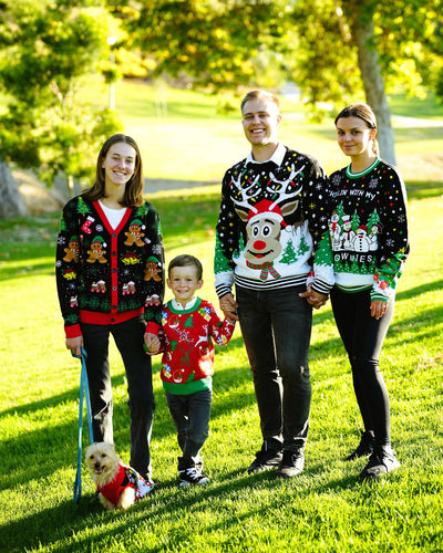 SOCAL LOOK Ugly Christmas Sweater for Teens, Multicolor Long Sleeve Unisex Youth Cute Rudolph Holiday Xmas Pullover for Big Boys and Girls