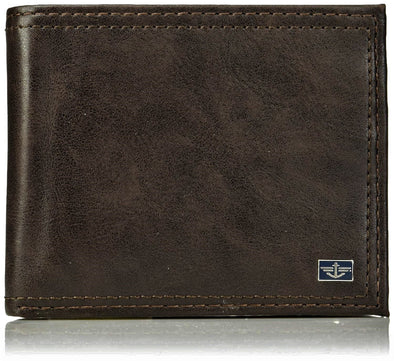 Dockers Men's RFID-Blocking Extra Capacity Slim Bifold Leather Wallet Brown