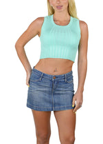 Socal Look Women’s Ribbed Knit Sleeveless Crop Tank Top