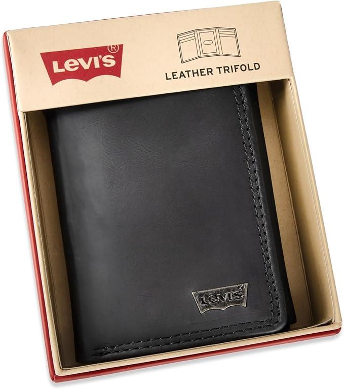 Levi's Men's RFID Trifold Leather Wallet -Slim Classic Billfold