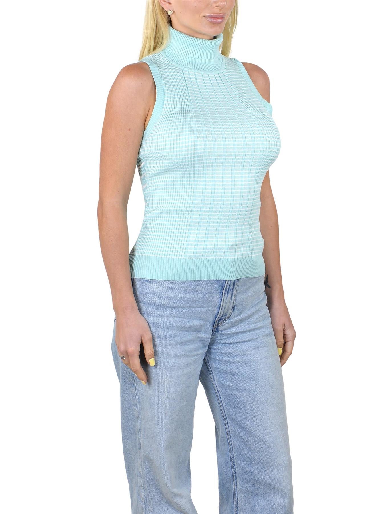Socal Look Ribbed Women’s Sleeveless Turtleneck Top Y2K Cute