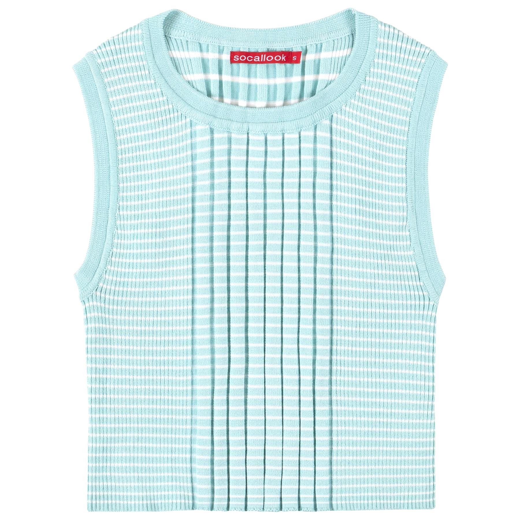 Socal Look Women’s Ribbed Knit Sleeveless Crop Tank Top