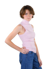 Socal Look Ribbed Women’s Sleeveless Turtleneck Top Y2K Cute