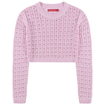 SOCAL LOOK Women’s Crochet Cotton Crop Top Long Sleeve Crew Neck