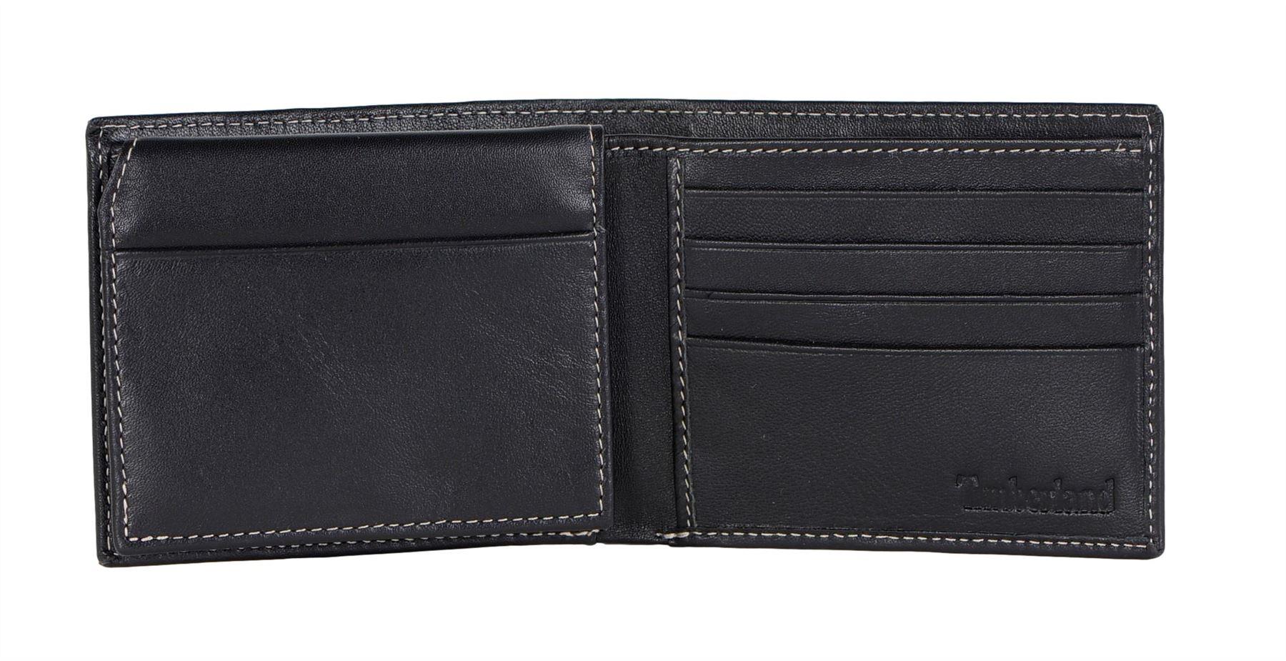 Timberland Men's Genuine Leather Bifold Passcase Wallet with Flip ID Pocket