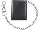 Dickies Men's Leather Chain Trifold Classic Capacity Wallet Black