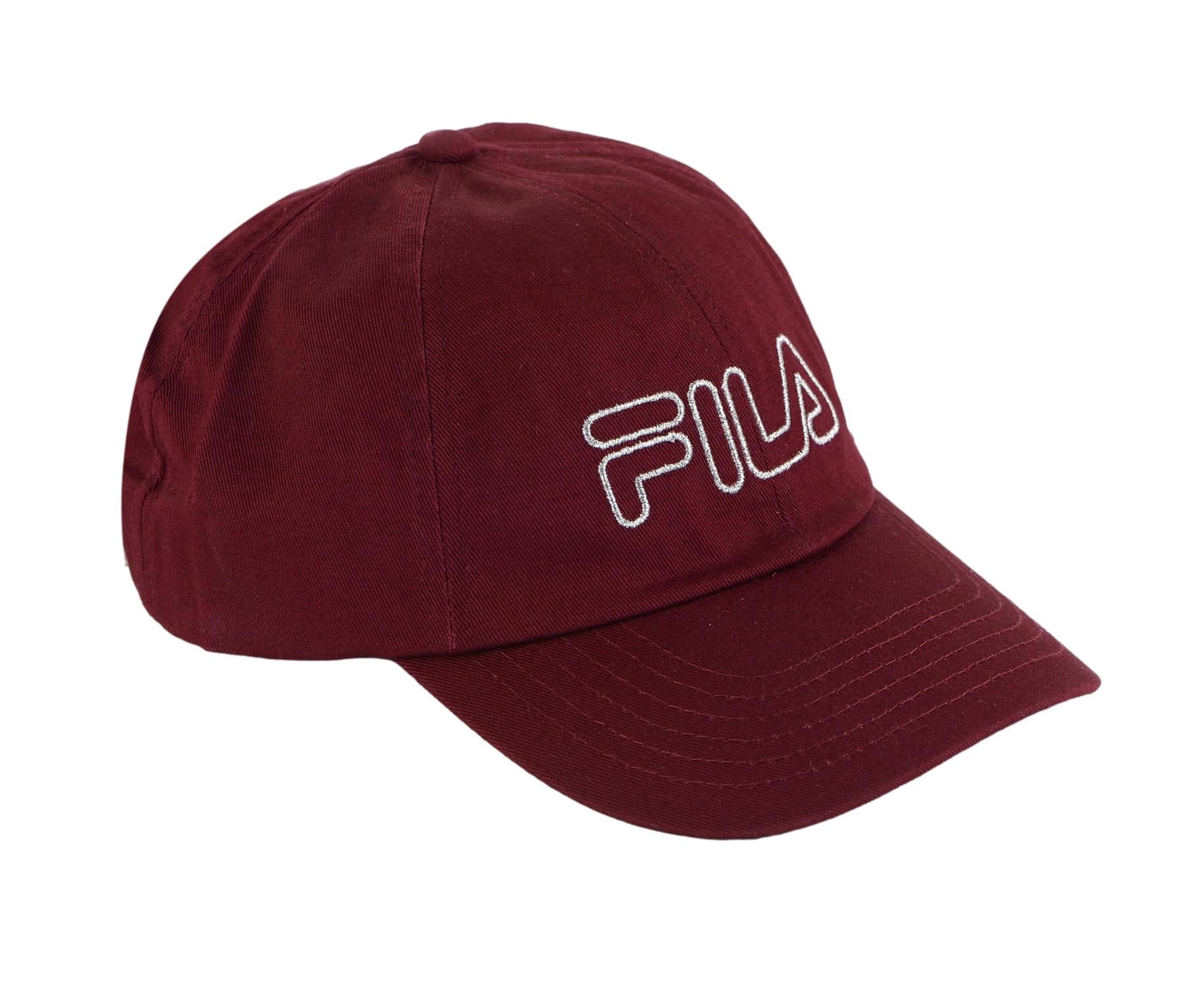 FILA Brick Red Strapback Hat Cap Gold Embroidered Logo Adjustable Unisex