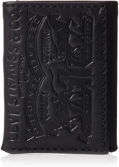 Levi's Men's 2 Horse Logo Leather Trifold Wallet