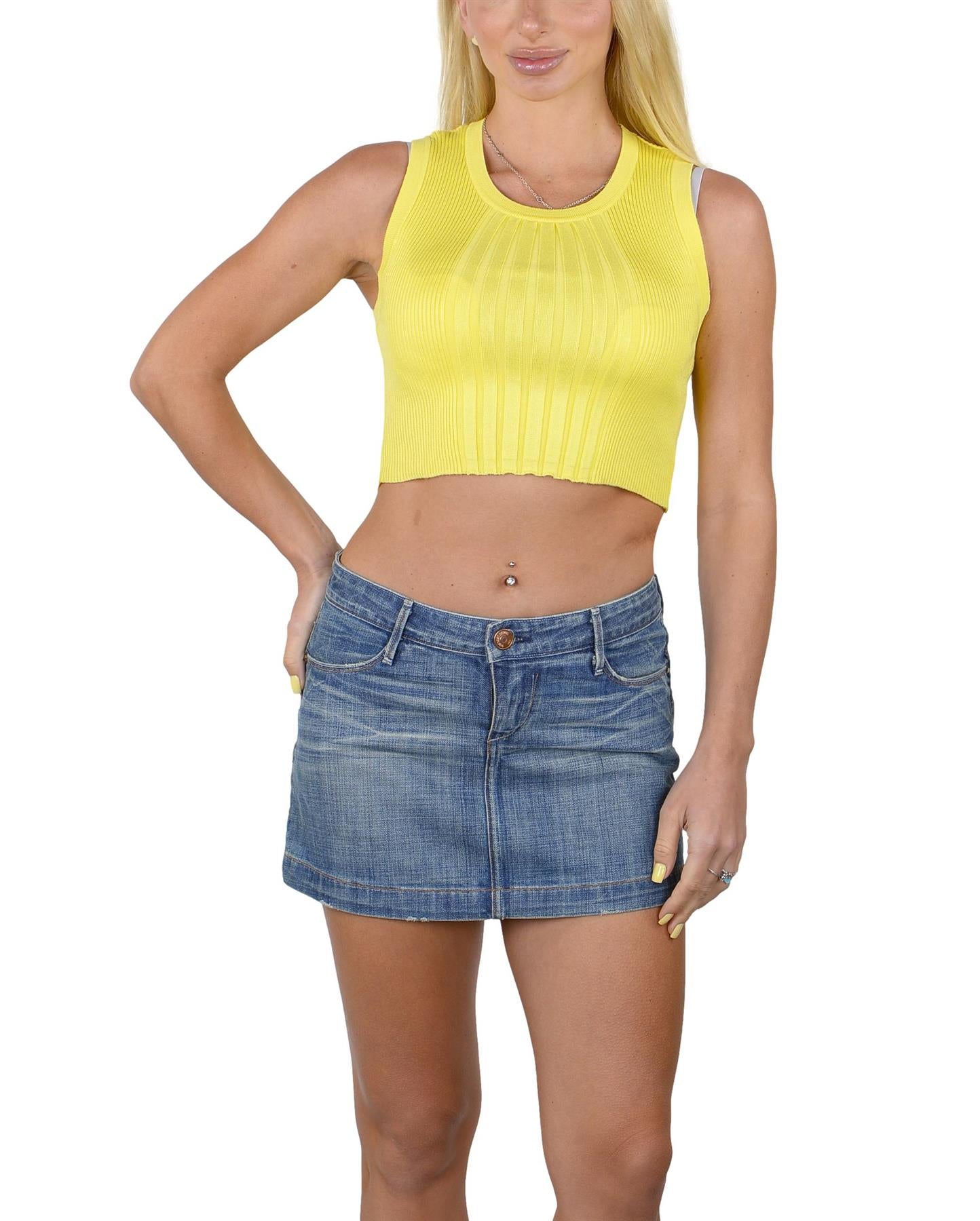 Socal Look Women’s Ribbed Knit Sleeveless Crop Tank Top