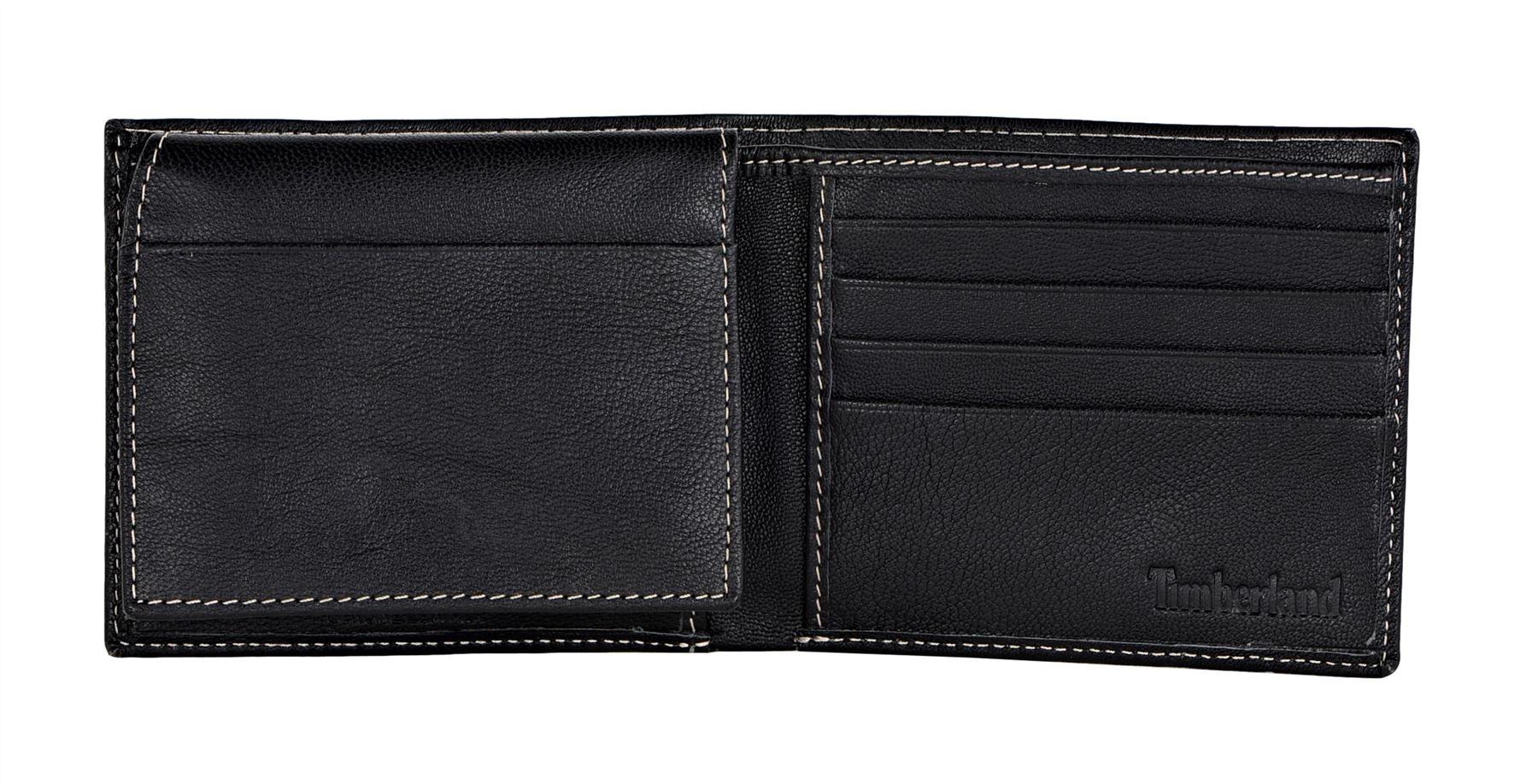 Timberland Men's Genuine Leather Bifold Passcase Wallet with Flip ID Pocket